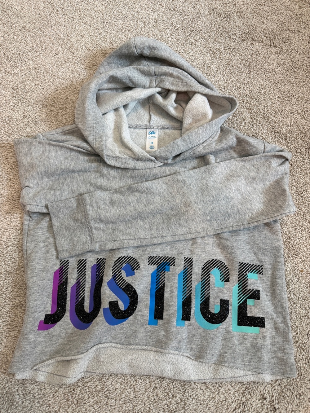 Justice Girls' Gray Hoodie Sweatshirt with Colorblock Logo